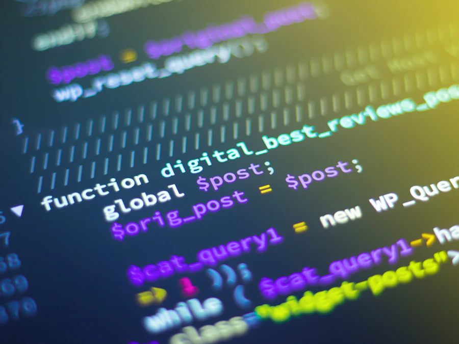 Close-up of source code on a monitor